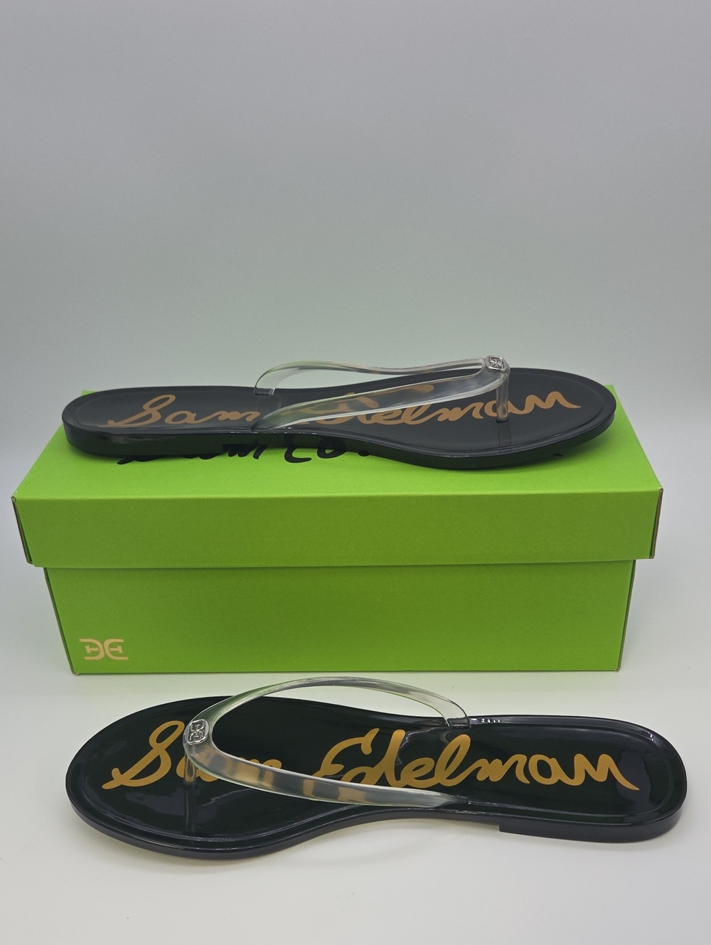 Sam Edelman Black and Clear Jelly Thong Sandals